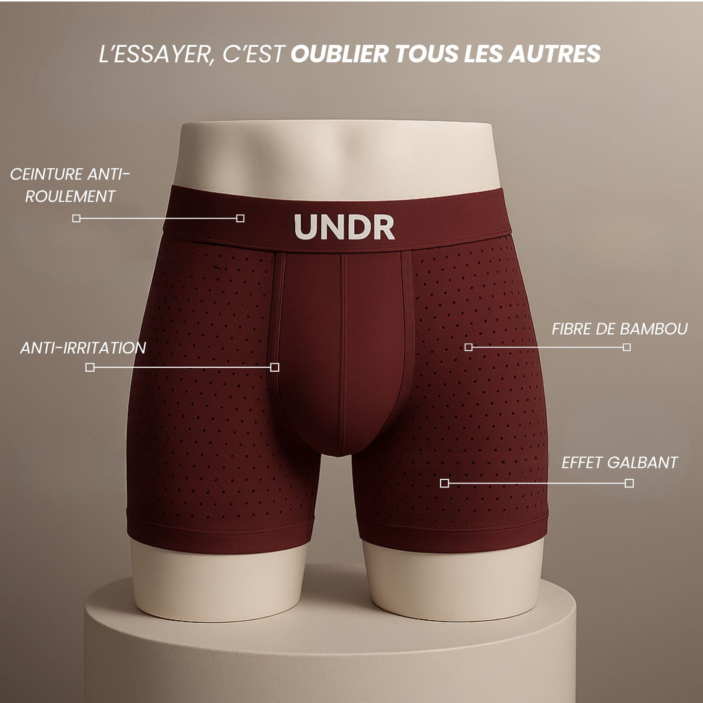 boxer en fibre de bamboo - Pack de 3 + 1 gratuit