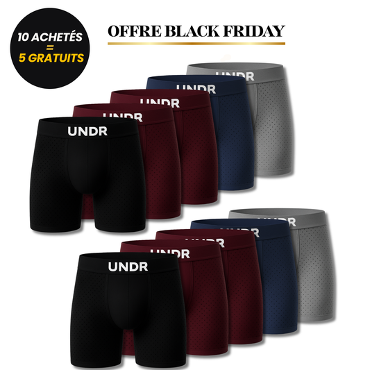 boxer en fibre de bamboo PREMIUM- Pack de 10 + 5 gratuits
