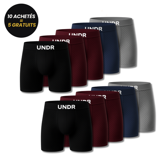 boxer en fibre de bamboo - Pack de 10 + 5 gratuits