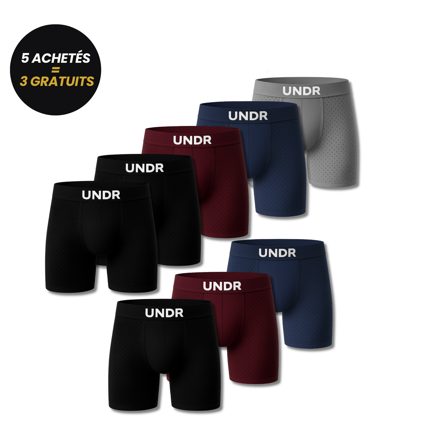 boxer en fibre de bamboo - Pack de 5 + 3 gratuits