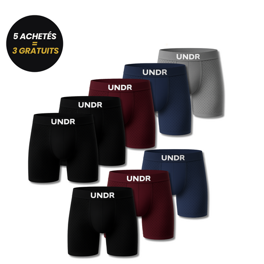 boxer en fibre de bamboo - Pack de 5 + 3 gratuits